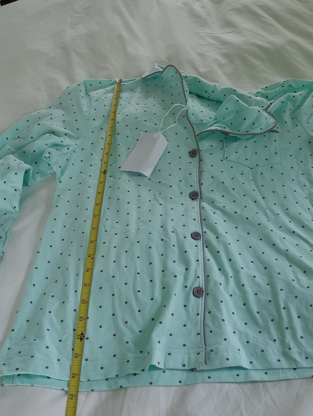 NWT Pajamagram Pajama Set Pale Blue With Grat Dot, Med, Small Flaws - Picture 8 of 13